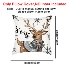 ZANZER Christmas Pillow Covers 18x18inch Set of 4 Snowman Reindeer Throw Pillow Covers Cushion Cases Winter Decorative Farmhouse Pillowcases for Sofa Couch Living Room Home Decor (A)