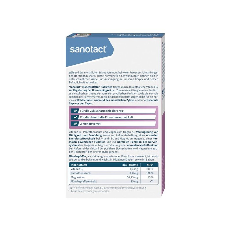 자노탁트 sanotact 몽크 페퍼 정제 60개 43g Sanotact Monk Pepper