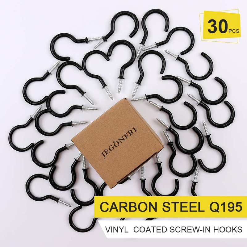 30 Pack Ceiling Hooks, 2 Inch Vinyl Coated Screw-in Hooks