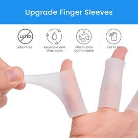 20 PCS Gel Finger Sleeve Protectors - Kimihome Silicone Finger Sleeves Cushions and Protects - Finger Cots Bandages Provide Relief for Finger Cracking, Corns, Blisters and Calluses Protect (Clear)