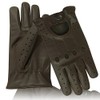 Real Soft Lambskin Leather Men's Driving Brown Gloves 507 (Large)