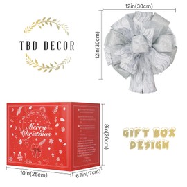 Christmas Tree Topper, 32x12 Inches Large Toppers Bow with Glitter Satin Mesh Streamer, Silve Christmas Tree Topper for Christmas Home Decoration (Silver)