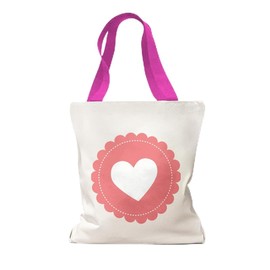 Style In Print Canvas Tote Reusable Shopping Bag Heart Shape Red Valentines Day Baby Clipart Beach Bags for Women Valentin's Day Gifts Hot Pink