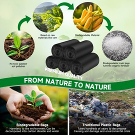 2.6 Gallon Small Trash Bag Bathroom-Black - Mini Garbage Bags Biodegradable 105 Count 10 Liter Unscented Compostable Little Kitchen Office Car Small Waste Basket Liners Bulk Strong Thick Acqkunlo