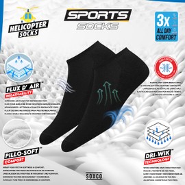 SOXCO 10 Pairs of Men's Trainer Socks, UK Size 6-8, Short Socks, black