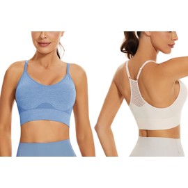 SEGRILA Women’s Sports Bra Padded Racerback Workout Yoga Bras with Adjustable Straps，Pink+Purple+Blue,S