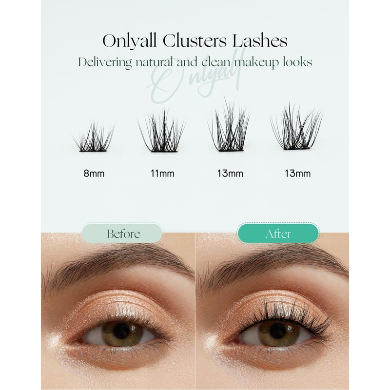 Onlyall Lash Clusters Eyelash Extensions Pre-styled False Eyelashes Clusters Natural