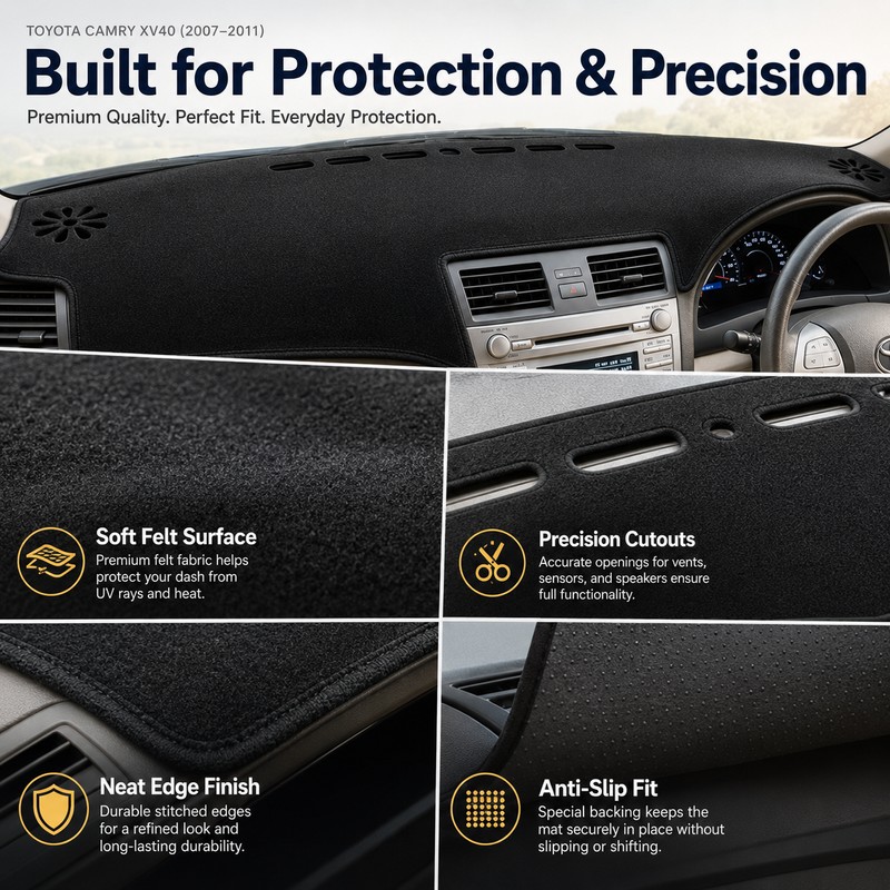 Dashboard Cover Mat for Toyota Camry 2007–2011 – Anti-Glare Dash