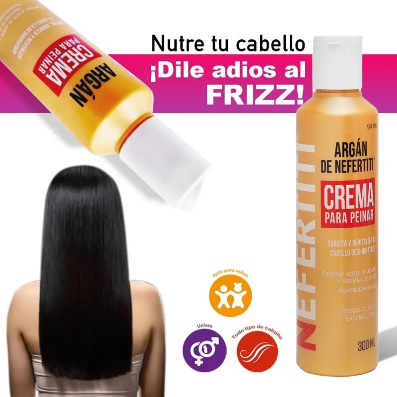 Crema Para Peinar Hidratante Aceite De Argan Nefertiti 300ml