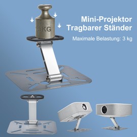 Projector Holder, Mini Projector Stand, Multifunctional Projector Holder, for Projector Wall Ceiling Mount, 360° Rotatable, for Projector with 1/4 Inch Screw Interface Projector Holder (Silver 15)
