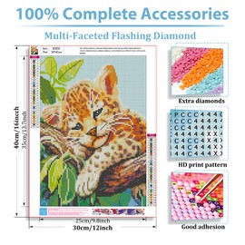 Animal Diamond Painting Kits for Adults, Animal Diamond Art Kits for Adults, Animal Peinture Diamant for Gift Home Wall Decor 12x16 Inch