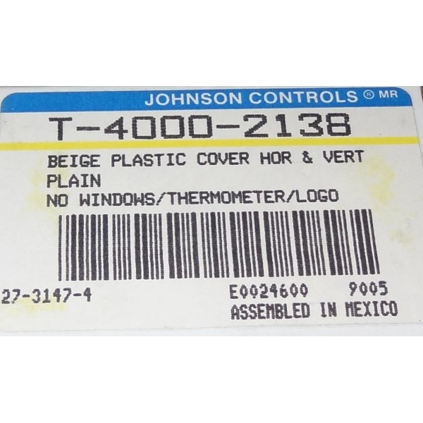 Johnson Controls T-4000-2138 Beige Plastic Cover Horizontal or Vertical Mount