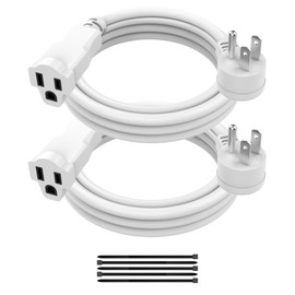 2 Pack Power Extension Cord 4FT/48Inch, Short 3 Prong Electric Extension Cable Outlet Saver, Single Outlet, Heavy Duty, Waterproof, Flexible, 16 AWG, 13A 125V, Indoor Wires for Home or Office - White