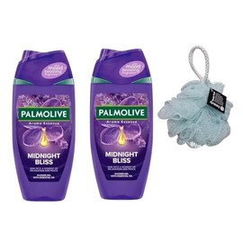 Palmoliv Aroma Midnight Bliss Shower Gel 250ML Twin Pack Calming Lavender With Free Beauty Body Puff(Any Colour)