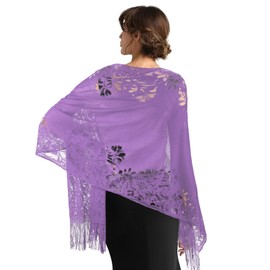 Yetuab Pashmina Shawls and Wraps - Purple Pashmina Shawl for Women's Evening and Wedding Dresses