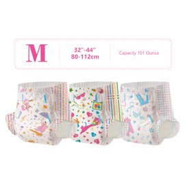 Aimisin Adult Printed Diapers,Medium-Kitten and Dinosaur, 7 Pieces for Men and Women - Leak Protection Heavy Absorbency Protection Diapers