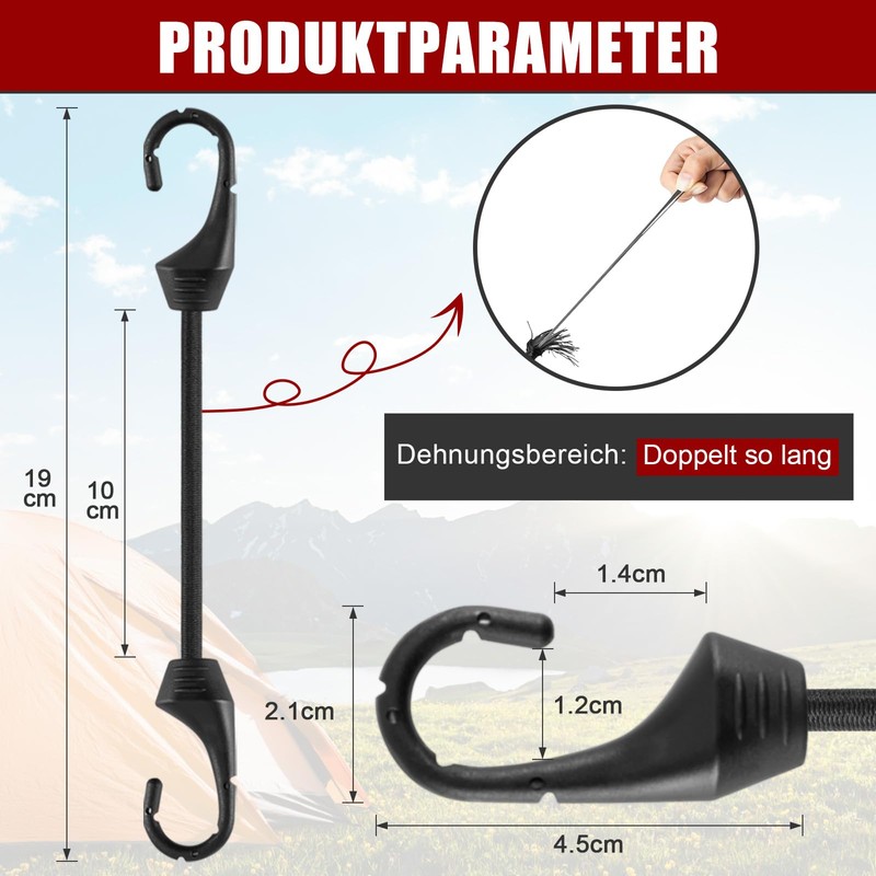 Akicderu Elastic Straps with Hooks, Heavy Duty Expander with Hooks,