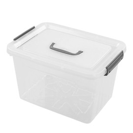 Farmoon Caja de Almacenamiento Transparente de 12 Cuartos, Caja Apilable de Plástico con Tapa y Mango Gris