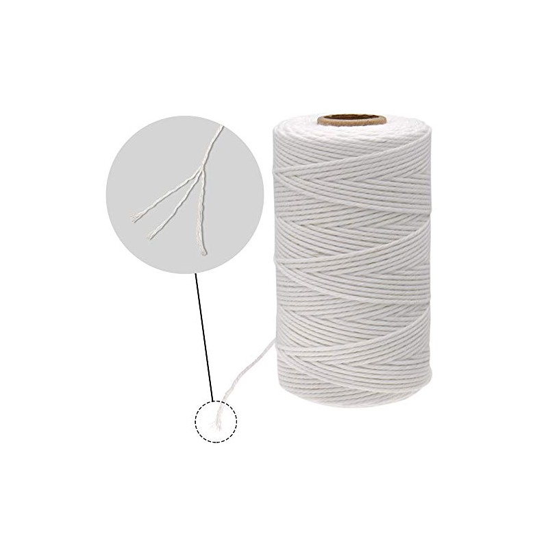 G2PLUS 400M White Cotton String Twine, 2MM Craft Bakers Twine,