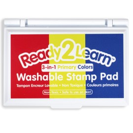 Ready 2 Learn Washable 3-in-1 Stamp Pad - Primary Colors - Red, Yellow and Blue - Non-Toxic - Fade Resistant - Decorate Scrapbooks, Posters and Cards