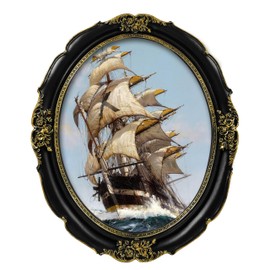 SIMON'S SHOP Oval Picture Frames 11x14, Vintage Picture Frames for Gallery Wall Display, Black Gothic Frame for 11 by 14 Posters