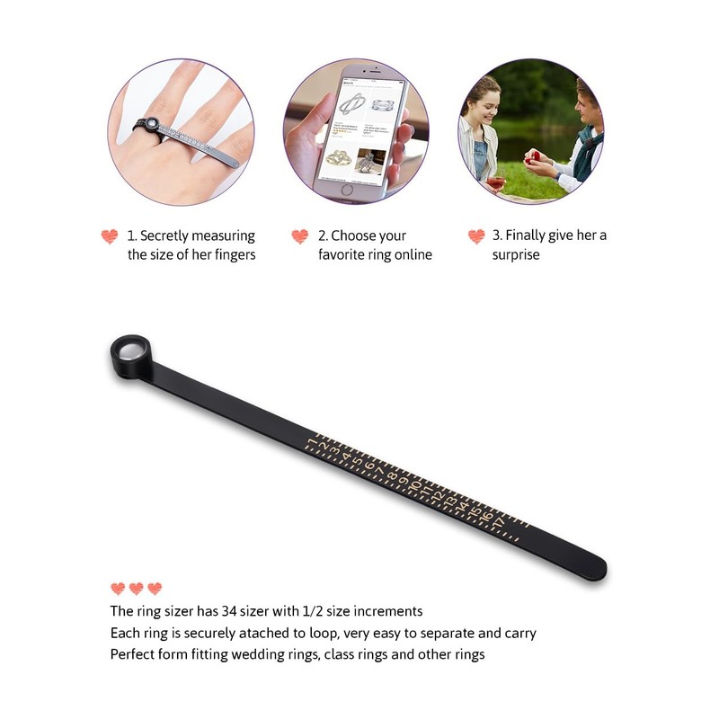 Meowoo Ring Sizer Measuring Tool with Magnifier, for Ring Measurer