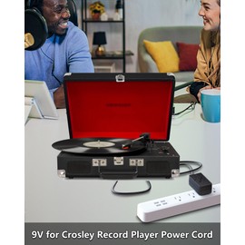 VHBW 9V for Crosley Record Player Power Cord Compatible with Crosley Cruiser CR8005A I II III Series CR8005C CR6005A CR89 CR221 Portable Record Player