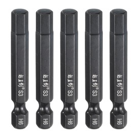sourcing map 5pcs Hex Head Wrench Drill Bit 6mm(H6) Metric 1/4" Hex Shank 2"(50mm) Length S3 Steel Magnetic Impact Drivers Screwdriver Bit Industrial Grade Hexagon Electric Drill Bits