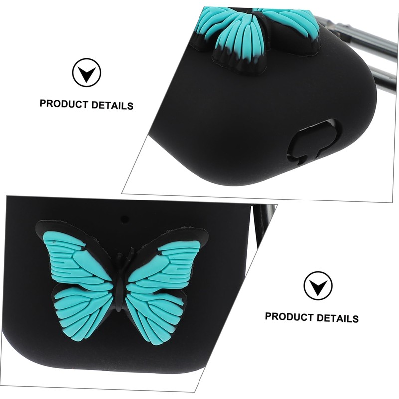 TEHAUX 2pcs Cartoon Butterfly Wireless Earphone Cases with Carabiner Protective