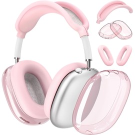 Youtec Compatible with AirPods Max, Clear Soft TPU Skin Anti-Scratch, Ear Pad Case Cover/Ear Cups Cover/Headband Cover for AirPods Max Headphones,Pink