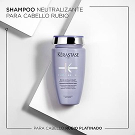 KÉRASTASE Bain Ultra-Violet | Shampoo morado para neutralizar los tonos amarillos no deseados en el cabello rubio | Con Pigmentos ultravioletas, Ácido Hialurónico y Flor de Edelweiss| 250ml