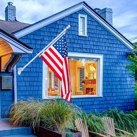 Barcetine Flag Pole Set with US Banners-kit Includes Heavy Duty Flagpole,Weather Resistant Embroidered Flag,Steel Bracket,for Outside House,Porch Aluminum Alloy Sectional Flagpole Kit:_black_6ft_4×6