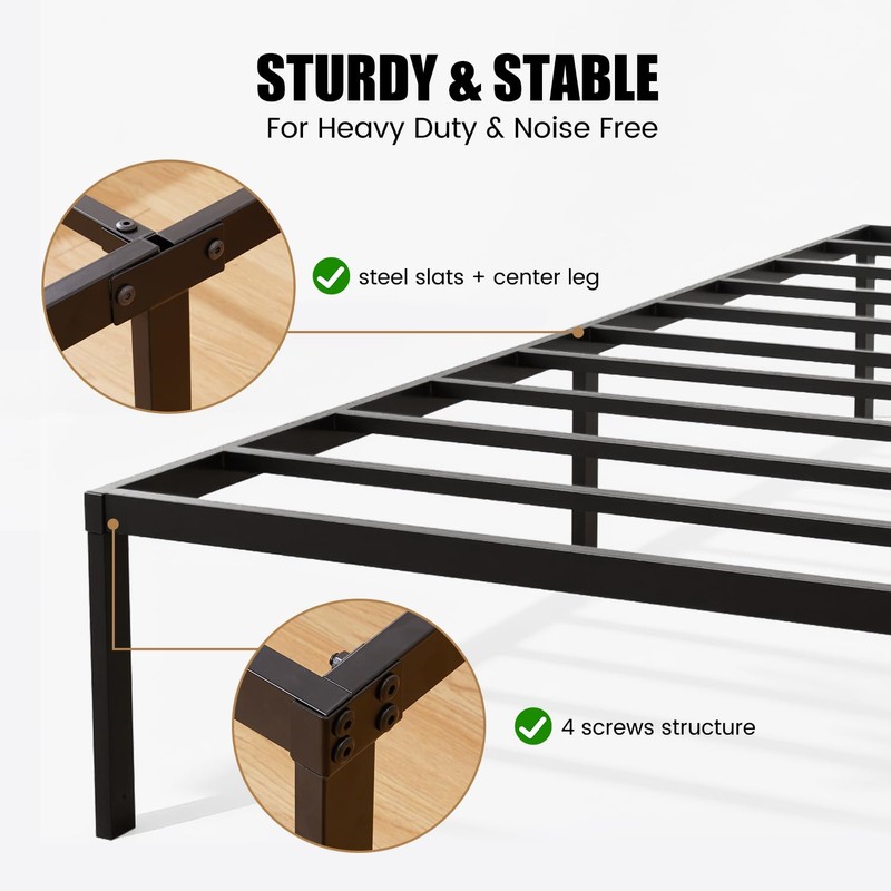 Heavy Duty Metal Bed Frame Twin Size 38" W 75"