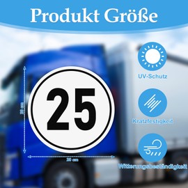 Speed Sign 25 km/h Sticker Diameter 20 cm 25 km/h Sign Speed Sticker for Trailer Agricultural Machine Bus Caravan Aluminium Speed Sign Car Set (2)