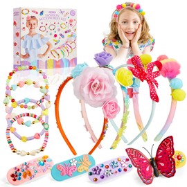 SPANKAR Headband & Bracelet Making Kit for Girls,Make Your Own Fashion Headband, Jewelry Making Kit for Beads Bracelets Necklace Ring Toy,DIY Arts & Crafts for Ages 5-12 Year Old Girls Gifts