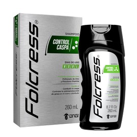 Folcress Shampoo Control Caspa para Hombre - Anticaspa, Ozonizado, Fórmula Avanzada con Piritionato de Zinc - Cuidado Cabello Graso - 260 ml