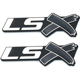 2 pcs LSX Emblem Badge 3D Self-Adhesive Nameplate Sticker Replacement for Camaro Corvette LS LT ZL SS Chrome Black