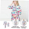 SHOWERORO 3pcs Women Maternity Robe Breathable Nightgown with Blanket Headband