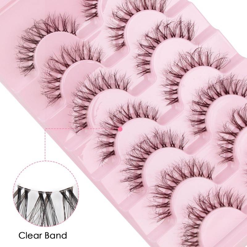 Parriparri Eyelashes, Natural Look, Fluffy False Eyelashes, Clear Band, 7