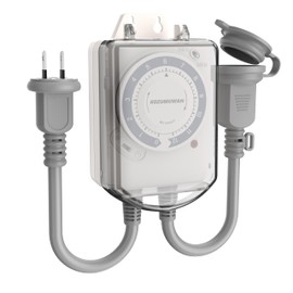 AKIRARI 12-Hour Outlet Timer, Timer, Dial Timer, Outlet, Rainproof, Outdoor, 15-minute Units, Time Management, Time Setting, 12-hour Working Timer, Forget to Turn, Mechanical, Simple, Rainproof Cap, Round Plug, Rainproof Cover, Wall Mounted, Countdown, Dial, 1500W, 50/60Hz, Automatic, Safe, Easy Operation, PSE, Convenient, On/Off Folding Fan Fixture Lighting Fixture