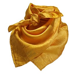 Wyoming Traders Wild Rag Yellow Silk Jacquard - Sillk Scarf, 35 inch
