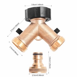 YAAVAAW Brass Garden Hose Pipe Splitter Outside Garden Tap Splitter 2 Way, Double Hose Pipe Connector Multi Tap Connector 2 Way Hose Splitter for Connecting Two Hoses to Outdoor Tap 1/2'' & 3/4''