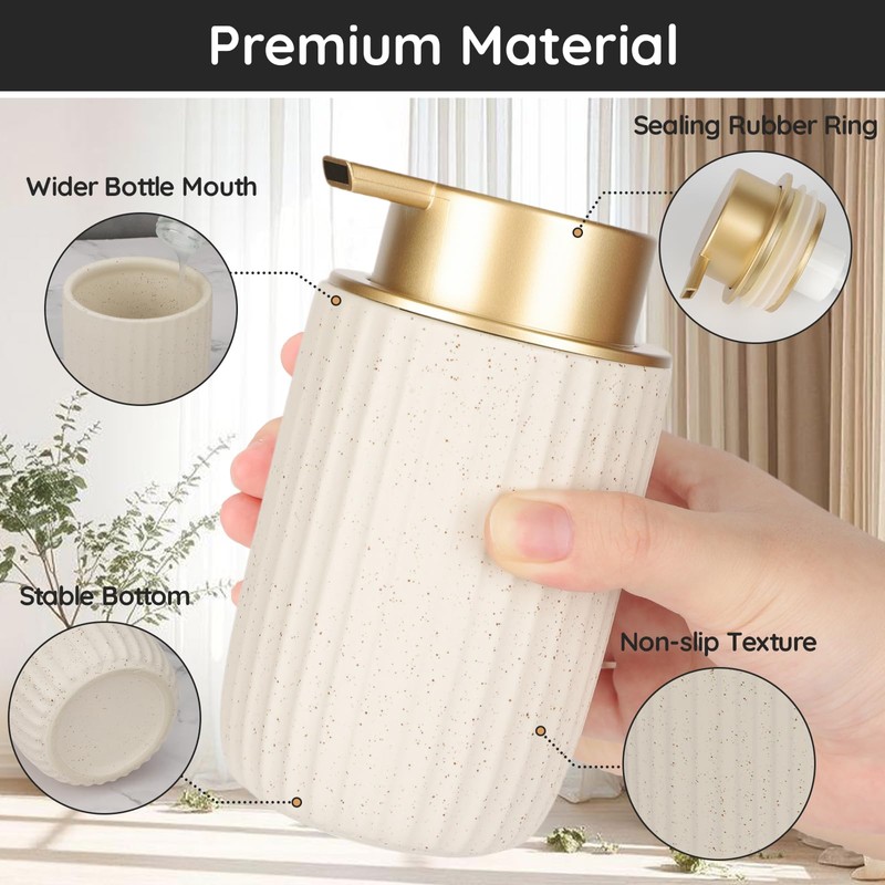 Segbeauty Foam Soap Dispenser Refillable, 10.8oz Ceramic Foaming Hand Wash