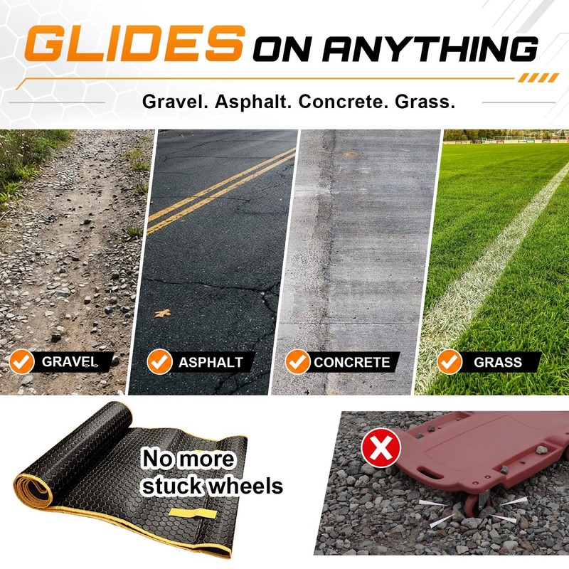 PQPQP Rolling Creeper Mat, 145×67cm Portable Under Car Repair Pad