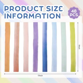 Tinlade 48 Pack Paper Placemat 11x17 Inch Summer Disposable Placemats Sorbet Painted Stripe Decorative Square Paper Table Mats for Dinner Table Setting Wedding Birthday Party Supply