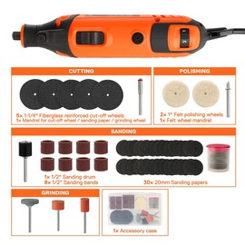 JORGENSEN 120V Heavy Duty Corded Rotary Tool Kit 6 Speeds With 51pcs Accessories