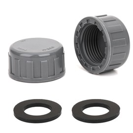 PVC Thread Cap, Pack of 2 Round Female Thread Hose Connector with Rubber Washers Female Thread Hose Connector, for Drain Valve, Sand Filter System (25 mm)