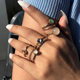 Stocking Stuffers for Women Silver Rings for Women Girls Stackable Rings Set Boho Knuckle Rings Christmas Teen Girl Gifts Trendy Stuff