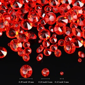 Hicarer 4000 Pieces Clear Diamonds Crystals Acrylic Gems Wedding Table Scattering Gemstones Christmas Party Decorations Bridal Shower Masquerade Vase Fillers (Red,3 mm, 6 mm and 10 mm)