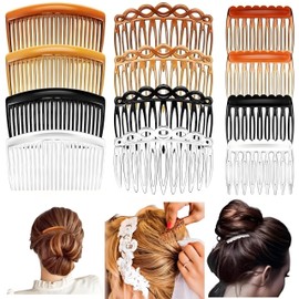 12 Stück Haarkamm zum Stecken, French Combs mit Zähnen, Kunststoff Steckkamm für Haare, Einsteckkamm, Vintage Dekorativer Steckkamm Haare für Mädchen Damen